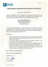 EASA Part 145 Approval Certificate